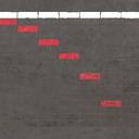 White rectangles across the top; underneath, red rectangles, one per column, getting farther away from the top white rectangles as you move left to right.