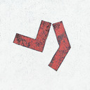 Two angled thick red lines, looking like two legs running.