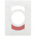 At center, a white circle. Above it, a white arc segment; below it, a red arc segment.