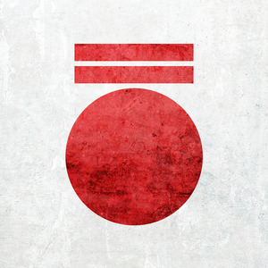 A large red circle with two closely spaced horizontal lines above it, on a light background.