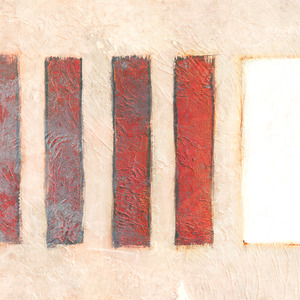 Four vertical red rectangles in a row, with a larger vertical white rectangle to their right.
