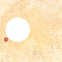 A small red circle next to a large white circle.