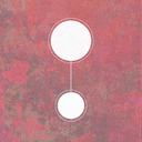 A large white circle above a smaller white circle, with a thin vertical white line connecting them.