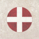 A white cross over a red circle.