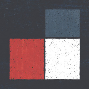 A red rectangle in the lower left; at right, a white rectangle with a bluish-gray rectangle above it.