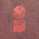 A red circle above a red square.