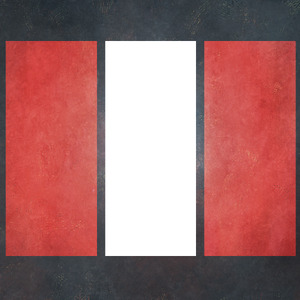 A white rectangle at center, flanked by red rectangles.