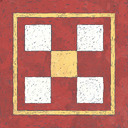 A yellow square surrounded by four white squares.