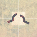 Two separated halves of curves intended to represent a yoke.