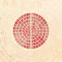 Two red half-circles facing each other.