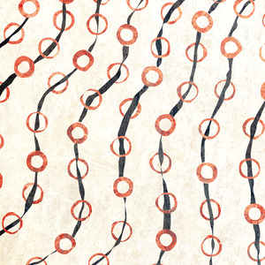 Black curved lines with hollow orange circles along them.