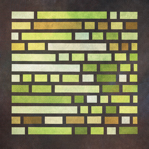 A grid of green and brown rectangles on a dark background.