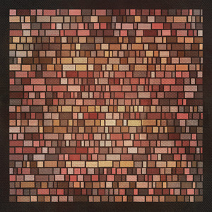 A grid of small red and brown rectangles on a dark background.