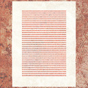 A rectangle in portrait orientation like a page from a book, with horizontal lines made out of red circles filling the page.