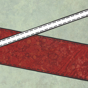 A thin white line going from left to the top right; a thick red line going from left to the bottom right.