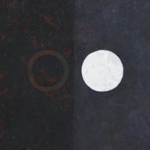 A hollow gray circle on the left; a white circle on the right.