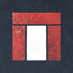 A horizontal red rectangle with three vertical rectangles under it (white in the center, red on the two flanking).