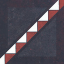Alternating red and white triangles going from the bottom left to the top right in a line.