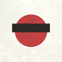 A large red circle with a thin horizontal black band across it.