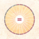 Two horizontal red rectangles, one above each other, at center, surrounded by yellow rays emanating out from the center.