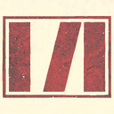 At left, a tall red vertical rectangle; in the middle, a red parallelogram leaning right; at right, another tall red vertical rectangle.