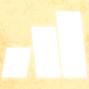 A small white trapezoid at left, with two large white trapezoids at right.