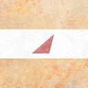 A red triangle facing right, on a horizontal white band.