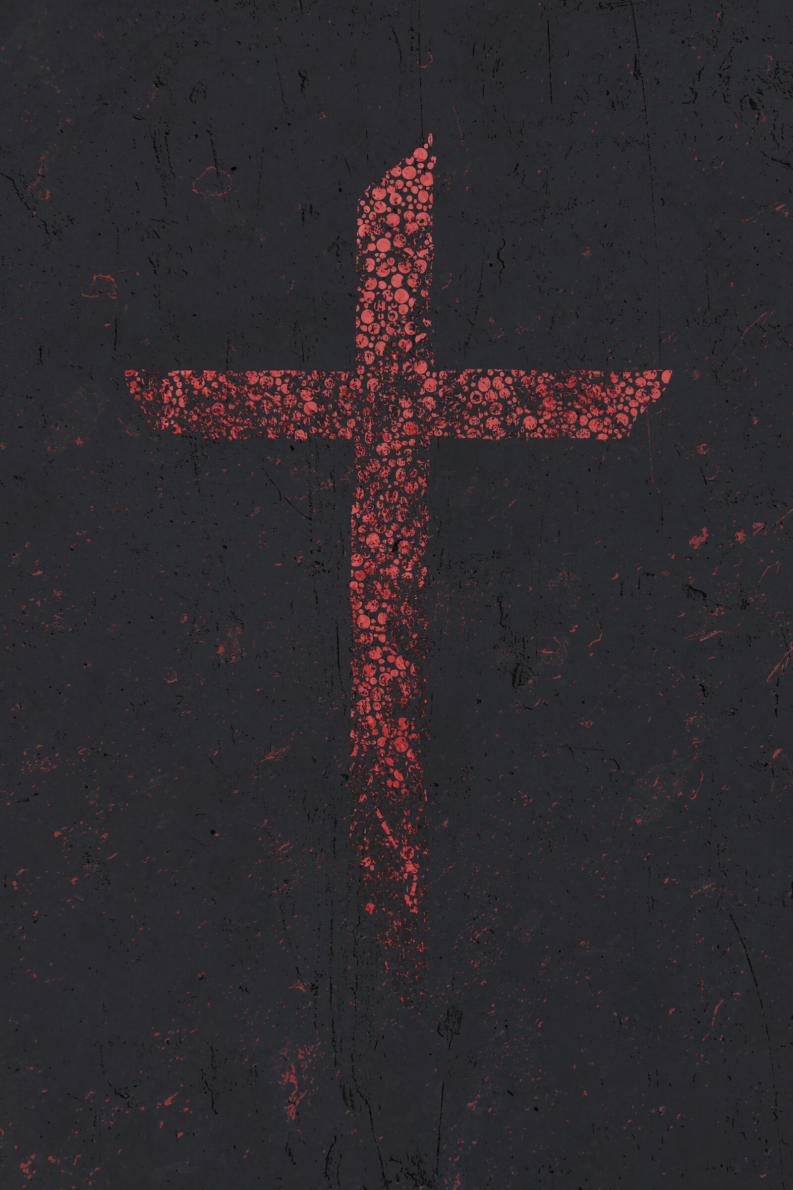 A cross made of small red circles.