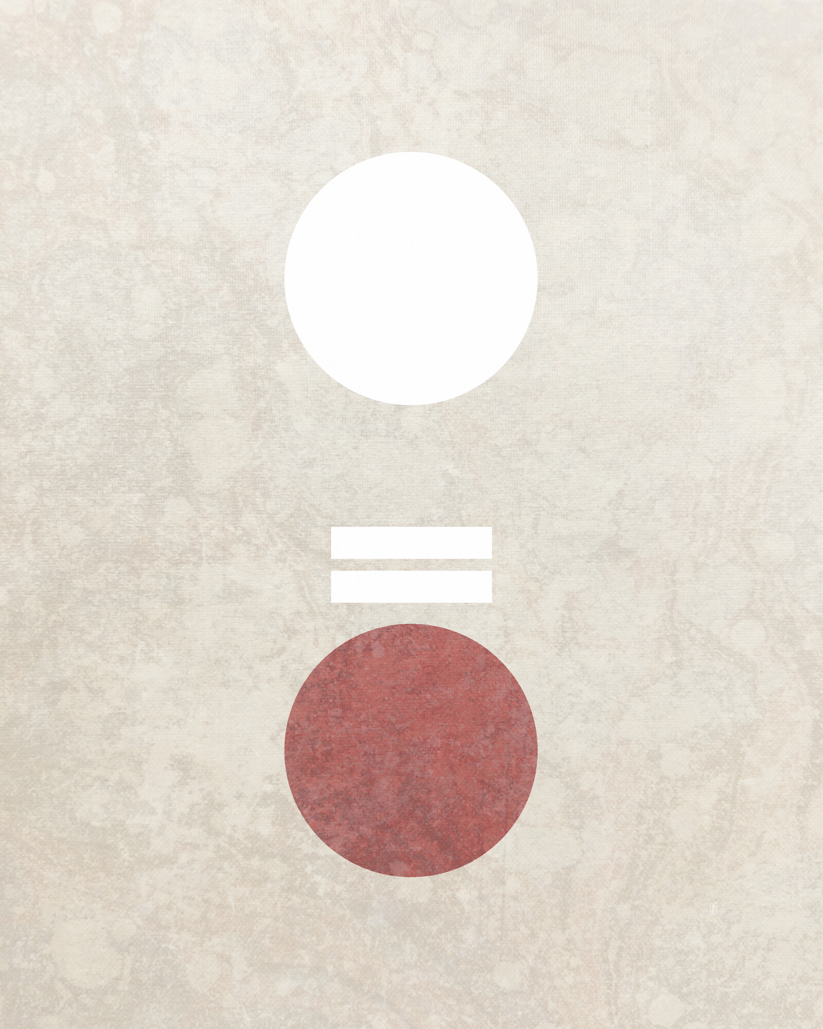 Top to bottom: a white circle, two smaller horizontal lines, and a red circle.