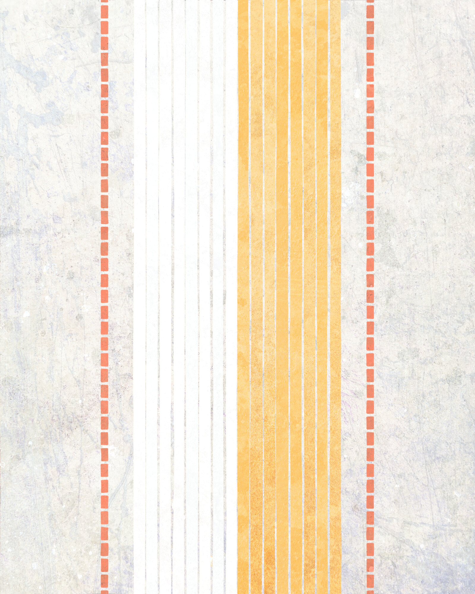 White vertical lines next to golden vertical lines, flanked by a dashed red line on each side.