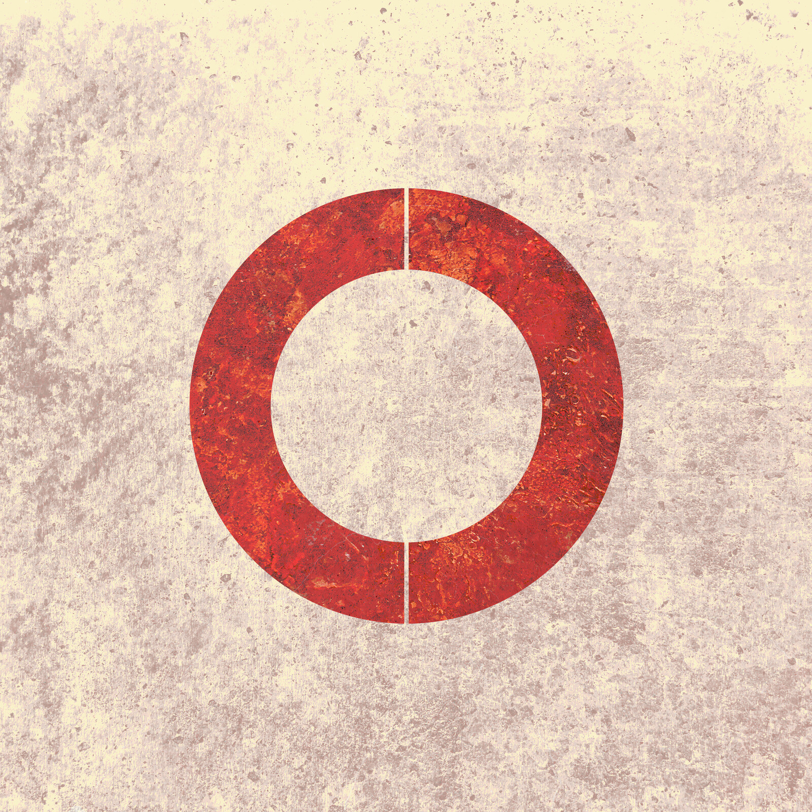 Two hollow red semi-circles forming a single hollow red circle.