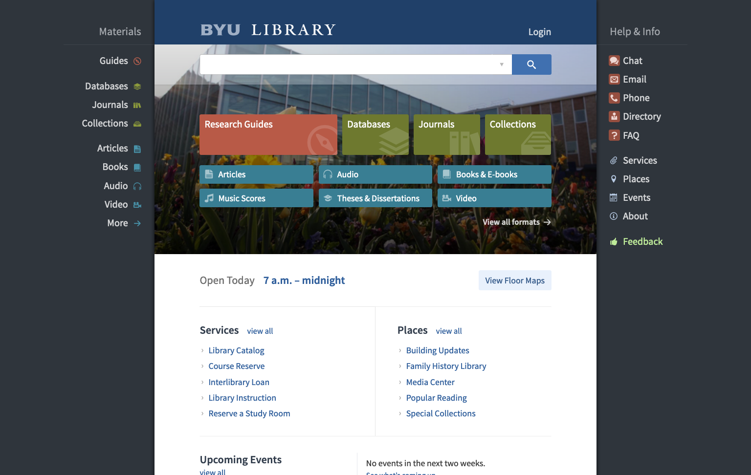 Screenshot of BYU Library website